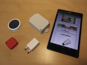 Beacons and tablet running Beacon Reader
